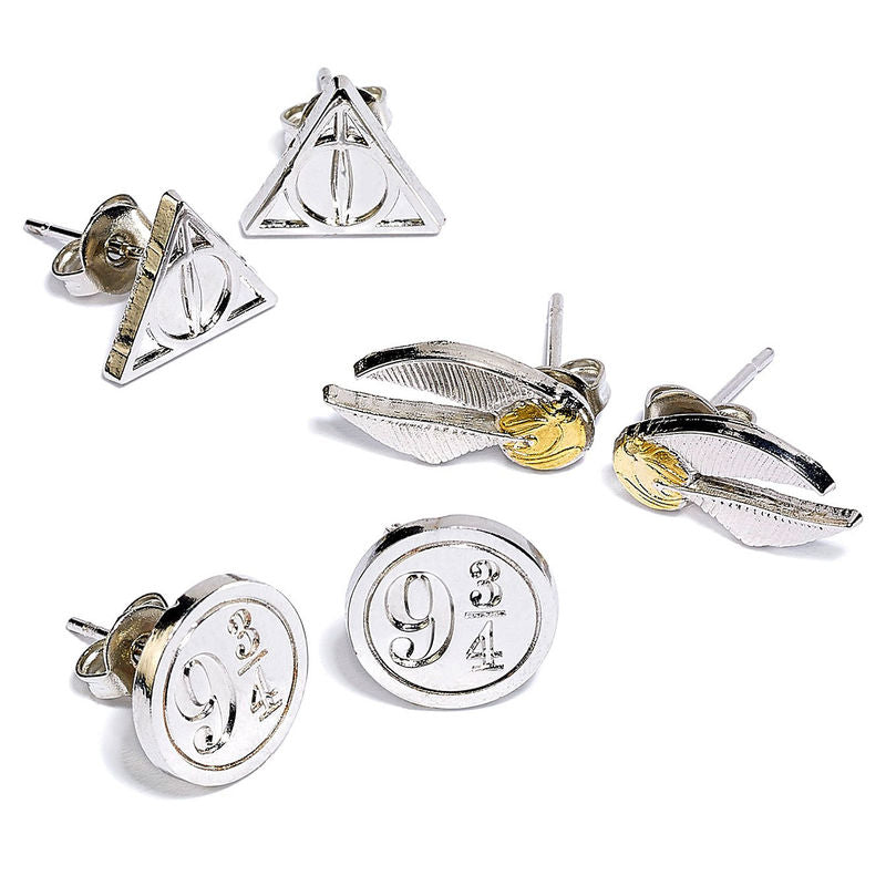 Set Pendientes Deathly Hallows Golden Snitch Platform Harry Potter
