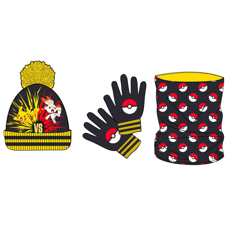 Set gorro braga cuello y guantes Pokemon Frikytopia