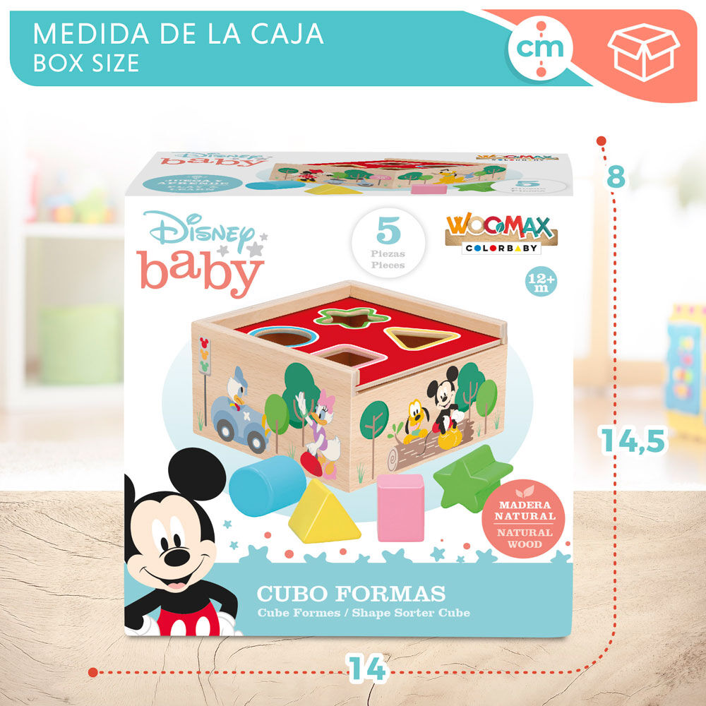 Cubo Formas Madera Mickey Minnie Disney
