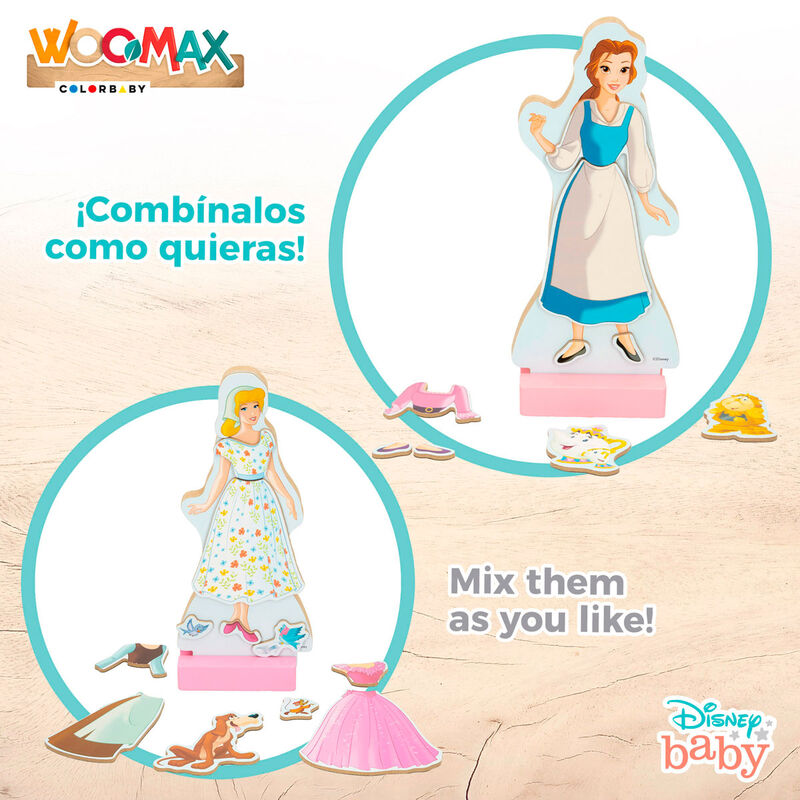 Juego Magnetico Madera Vestidos Princesas Disney