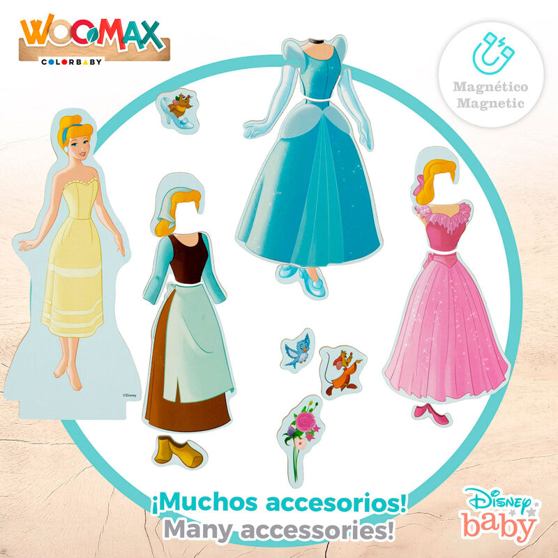 Juego Magnetico Madera Vestidos Cenicienta Disney