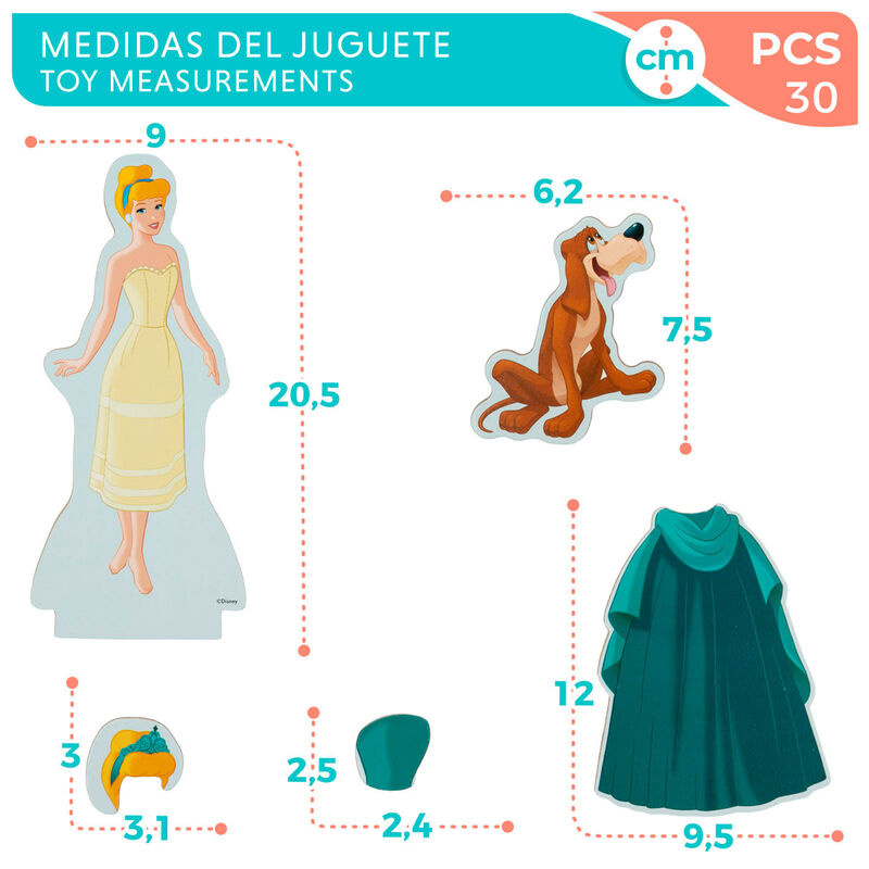 Juego Magnetico Madera Vestidos Cenicienta Disney