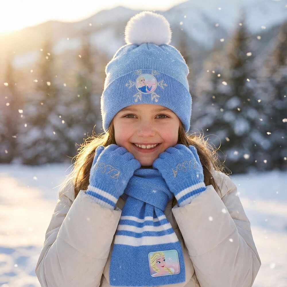 Conjunto Gorro Guantes Bufanda Frozen Disney