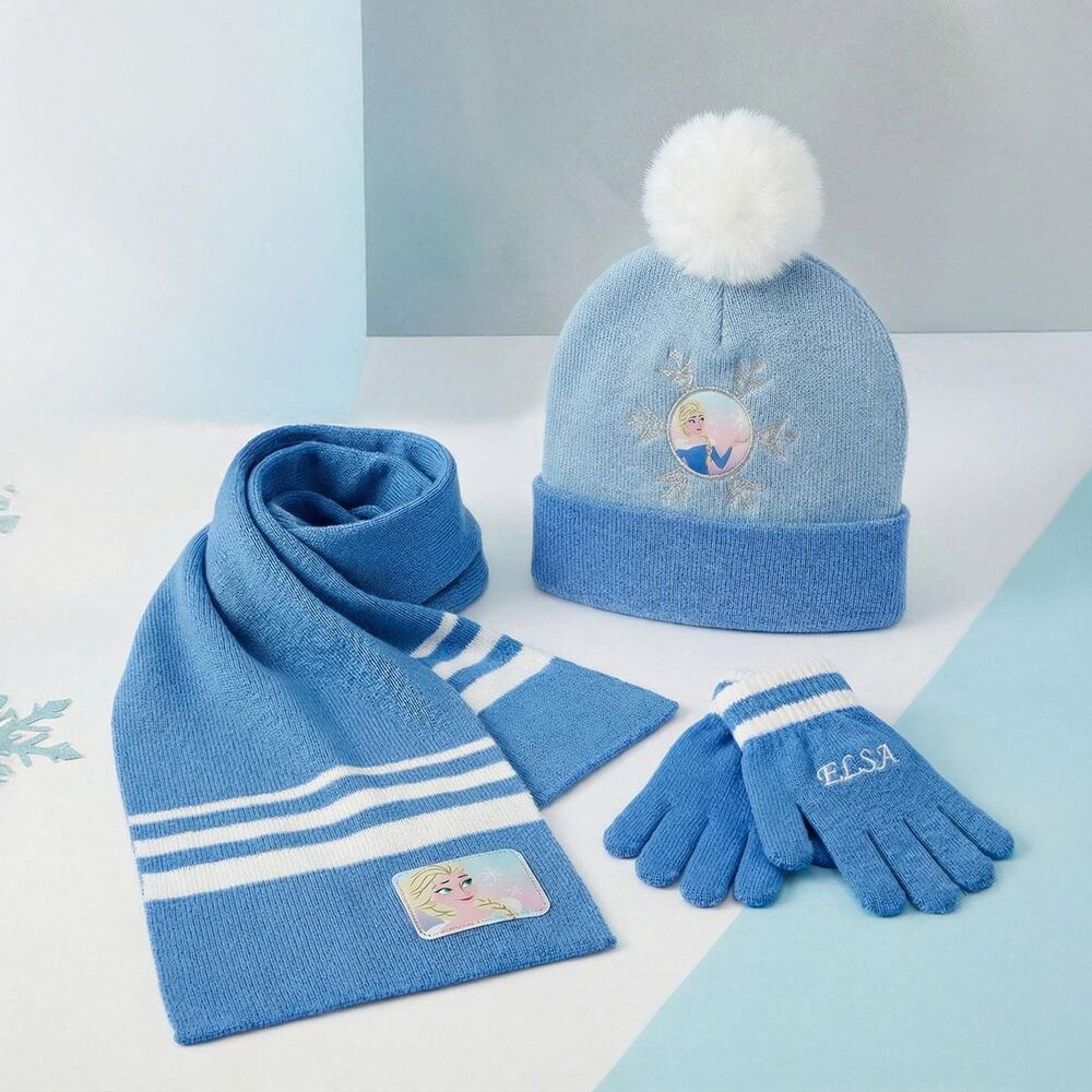 Conjunto Gorro Guantes Bufanda Frozen Disney