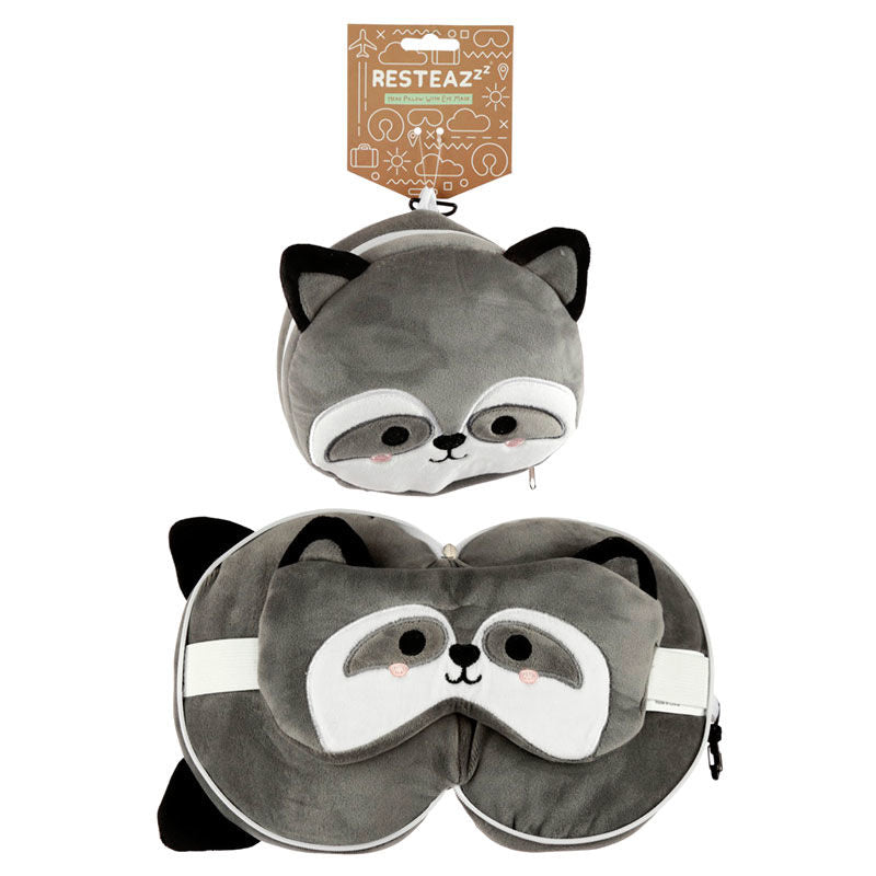 Almohada viaje antifaz Mapache Relaxeazzz Frikytopia