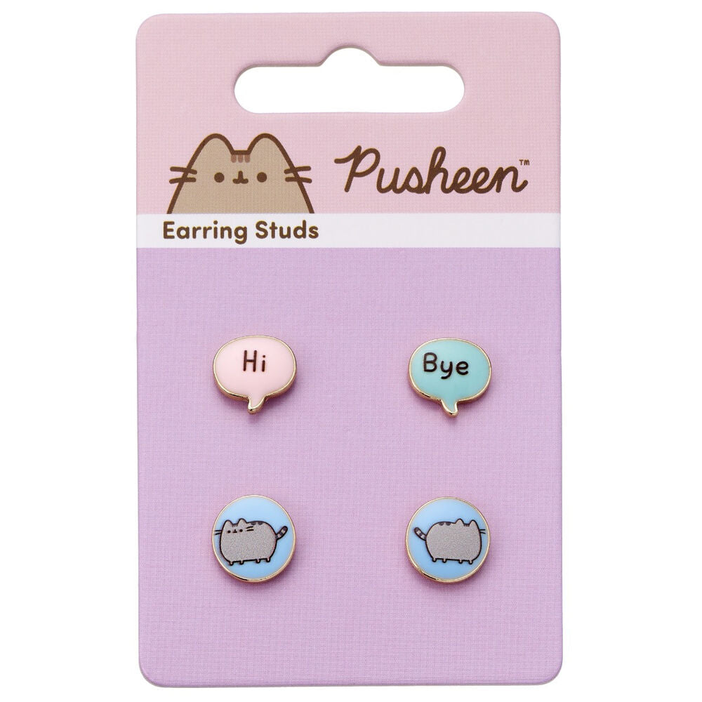 Set 3 pares pendientes Hi Bye Pusheen Frikytopia
