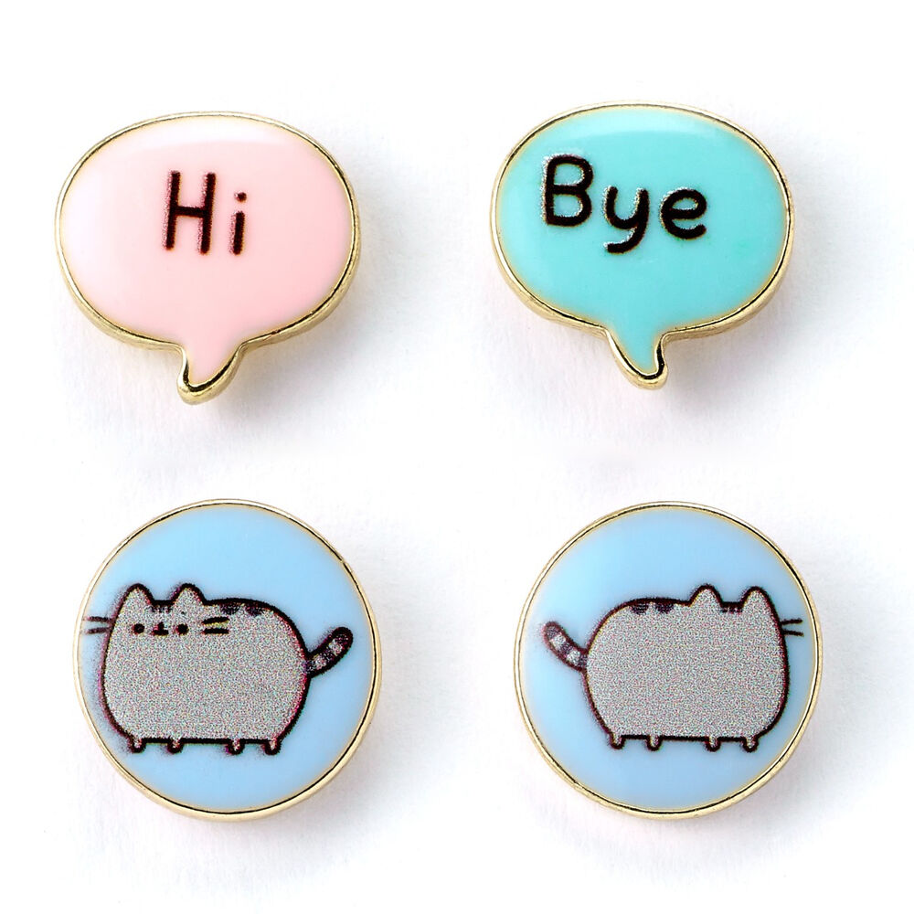 Set 3 Pares Pendientes Hi Bye Pusheen