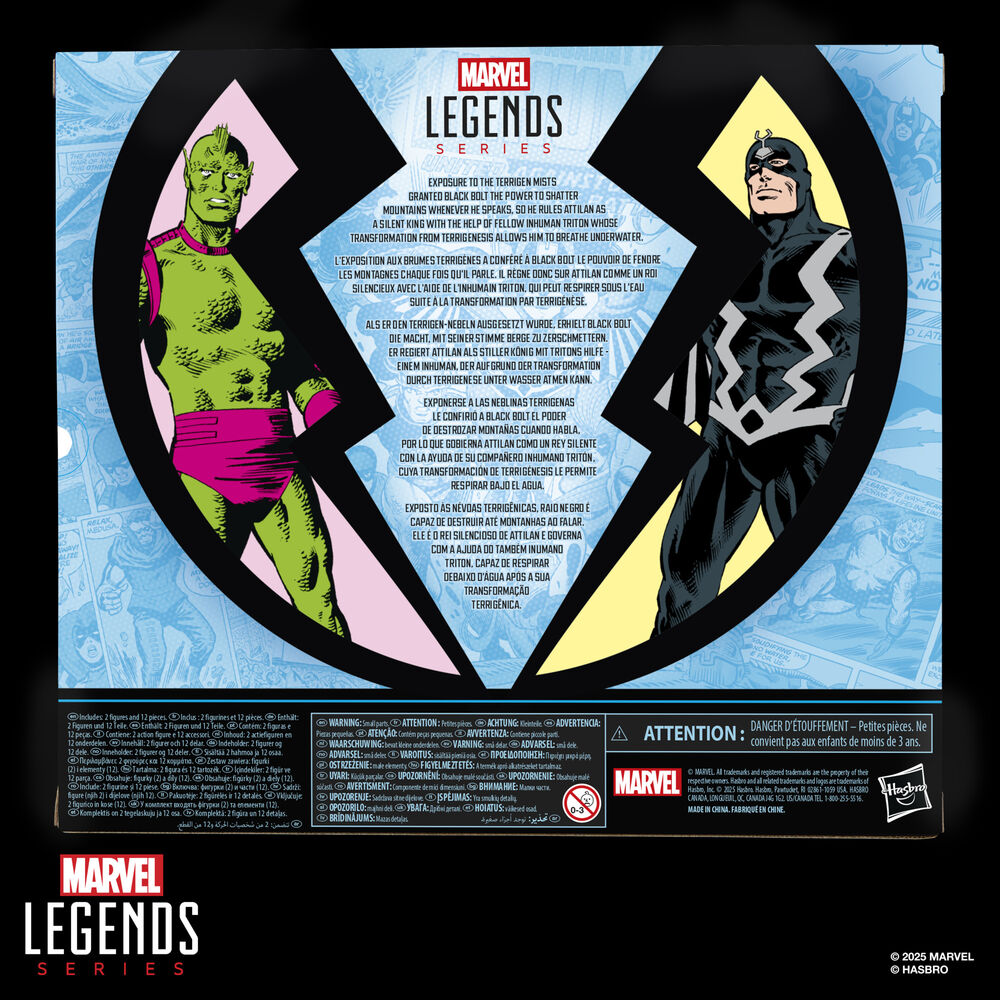 Blister 2 Figuras Black Bolt & Triton Inhumanos Marvel Legends Series 15 cm