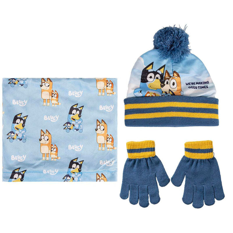 Conjunto Infantil gorro guantes braga cuello Bluey Frikytopia