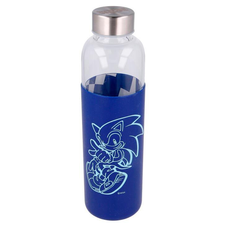 Botella cristal Sonic The Hedgehog funda silicona 585ml Frikytopia