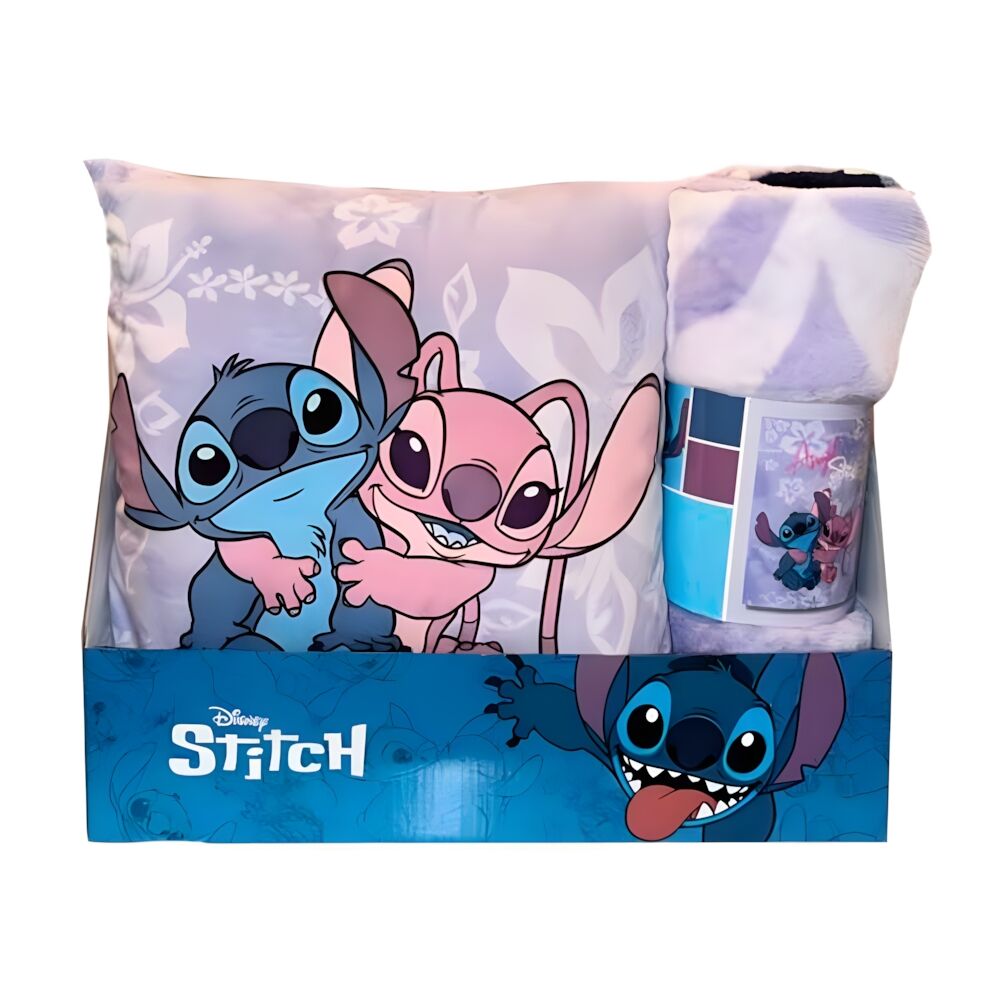 Set manta polar + cojin Angel & Stitch Disney Frikytopia