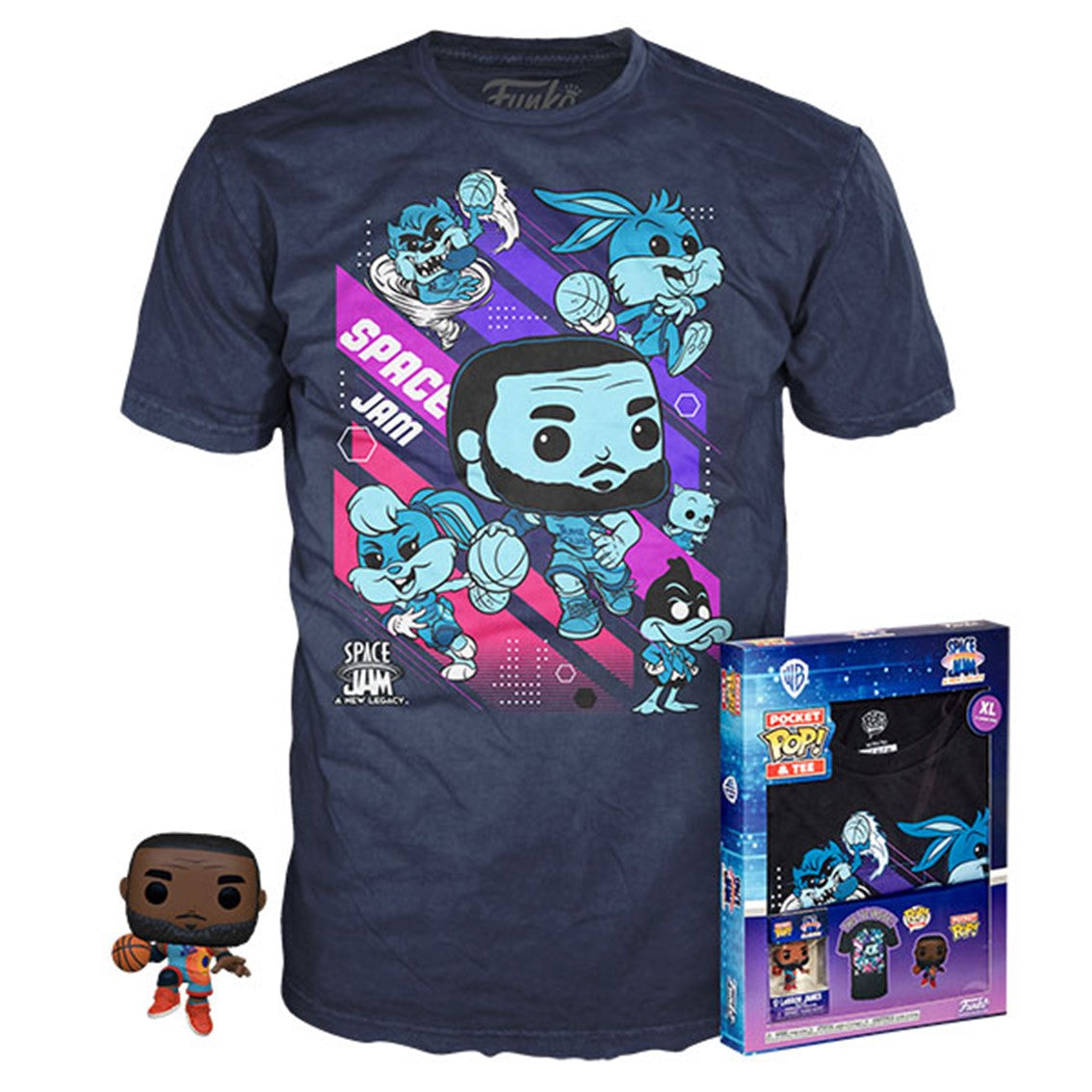 Pop & tee space jam looney tunes funko lebron james + camiseta pack 10 unidades todas las tallas Frikytopia