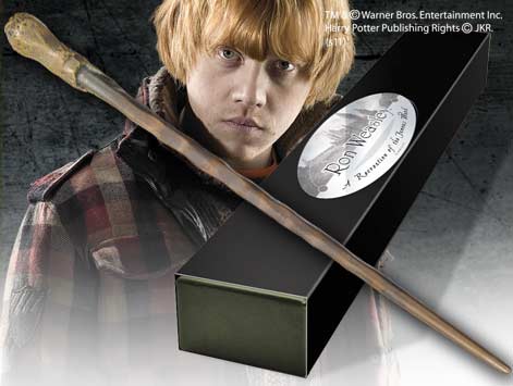 Replica the noble collection harry potter ron weasley varita con caja y placa de identificacion Frikytopia