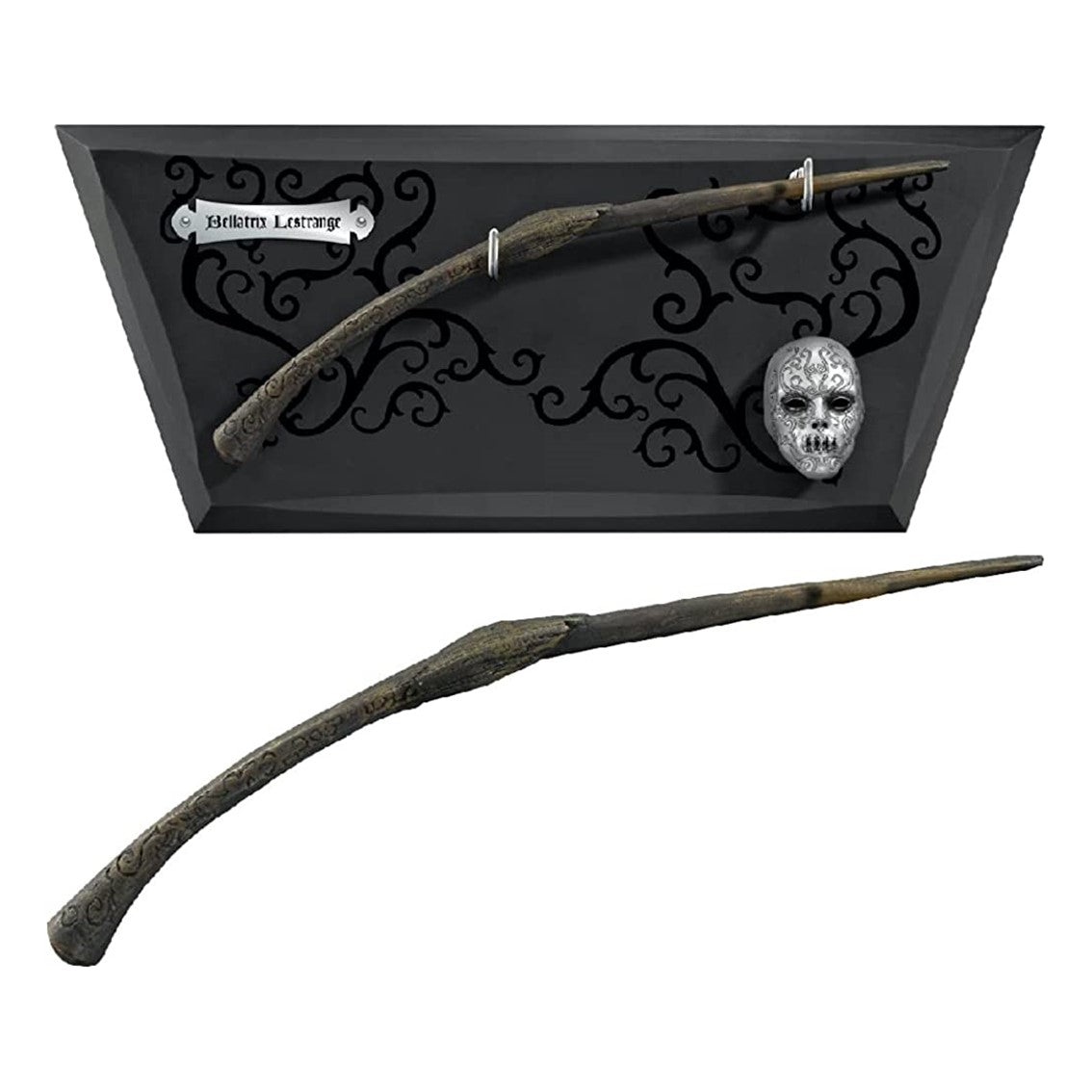 Replica the noble collection harry potter varita en expositor con mascara bellatrix lestrange Frikytopia