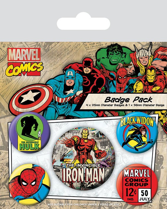 Marvel Comics Pack 5 Chapas Iron Man