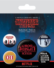 Stranger Things Pack 5 Chapas Upside Down