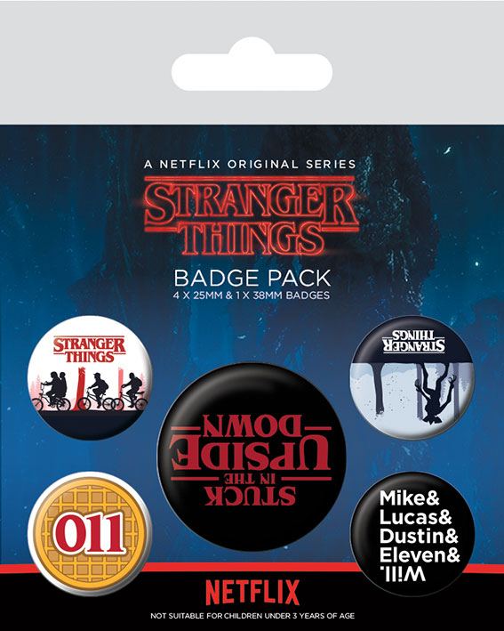 Stranger Things Pack 5 Chapas Upside Down