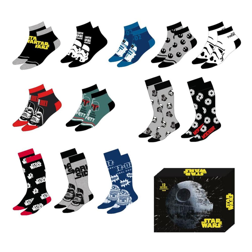 Star Wars Pack de 12 Pares de calcetines 38-45 Frikytopia