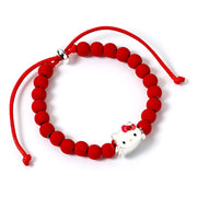 Hello Kitty Pulsera Cuentas Rojas y Colgante Hello Kitty 21 cm
