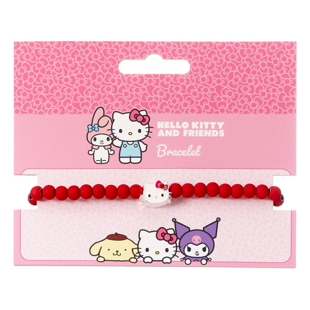 Hello Kitty Pulsera Cuentas Rojas y Colgante Hello Kitty 21 cm