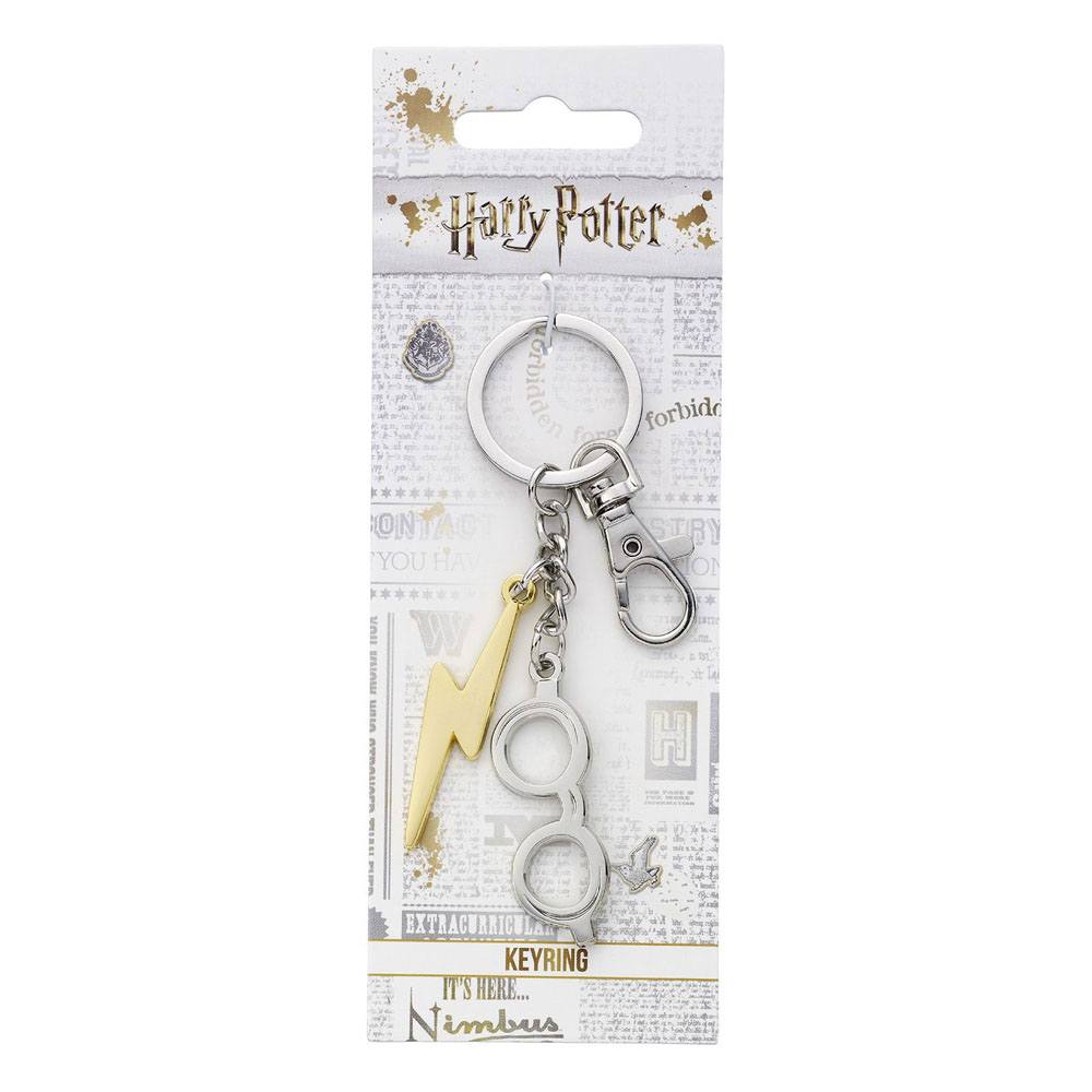 Harry Potter Llavero Rayo & Gafas (bañado en Plata)