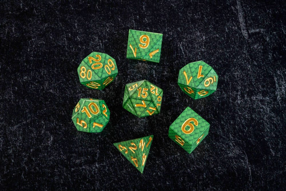 Dragon Storm Sharp Edge Silicone Pack de Dados Green Dragon Scales (7)