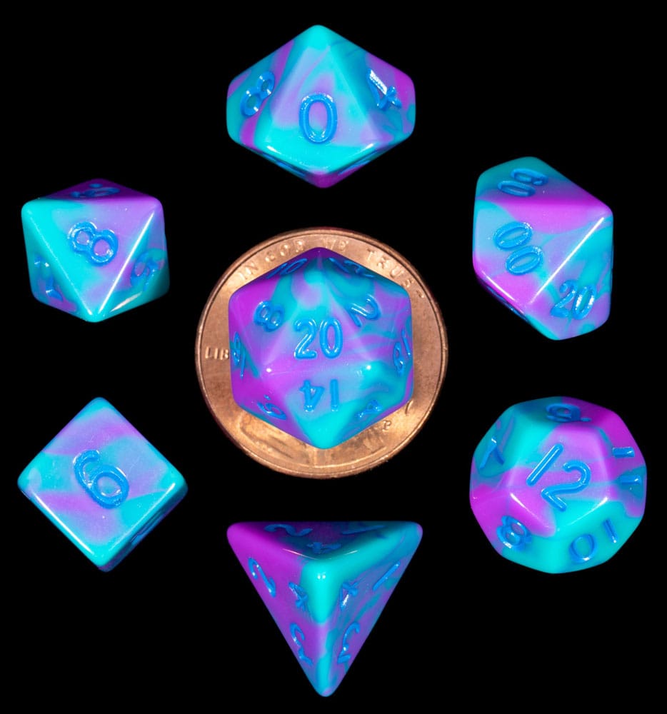 FanRoll Mini Pack de Dados Turquoise and Purple Marble (7) Frikytopia