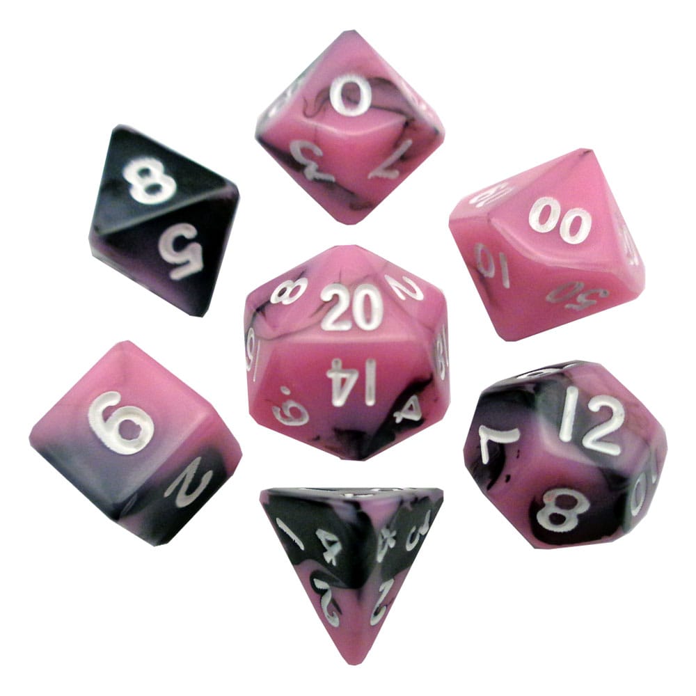FanRoll Mini Pack de Dados Pink/Black with White Numbers (7)