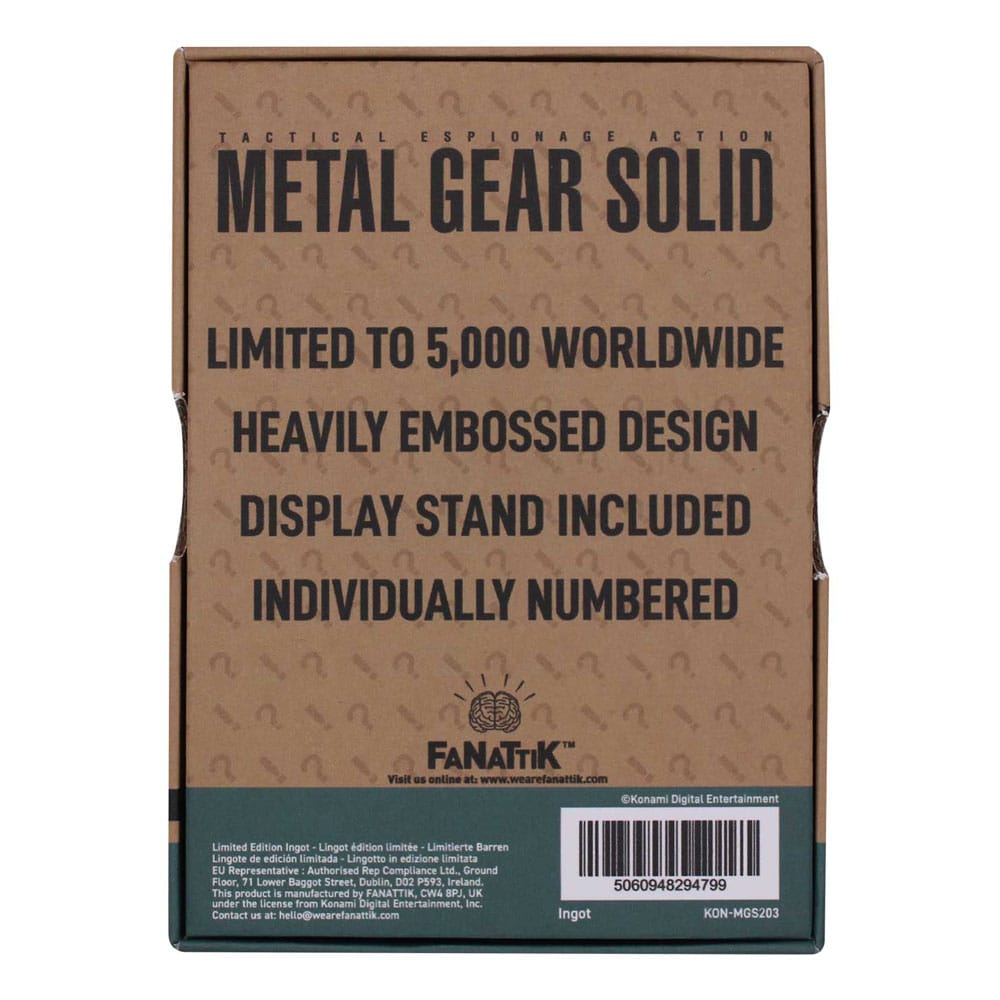 Metal Gear Solid 2 Lingote Raiden Limited Edition
