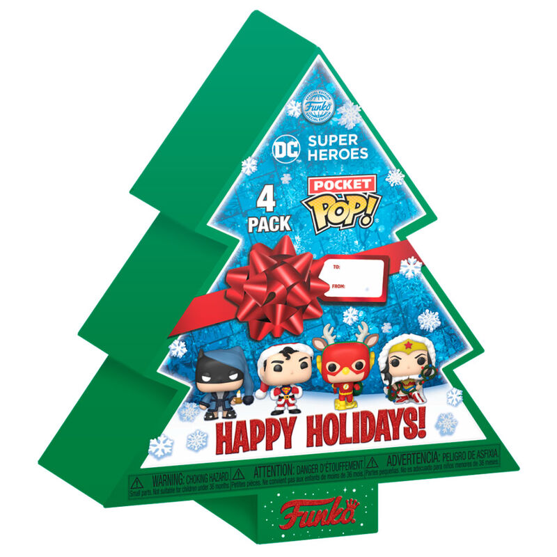 Arbol con 4 figuras Pocket POP DC Comics Happy Holidays Frikytopia