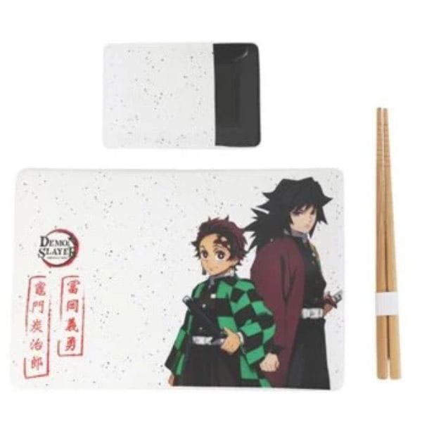Demon Slayer Platos y Palillos de Sushi de Cerámica Tanjiro & Giyu