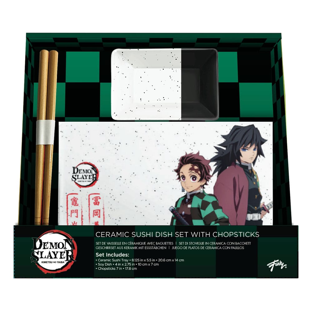 Demon Slayer Platos y Palillos de Sushi de Cerámica Tanjiro & Giyu