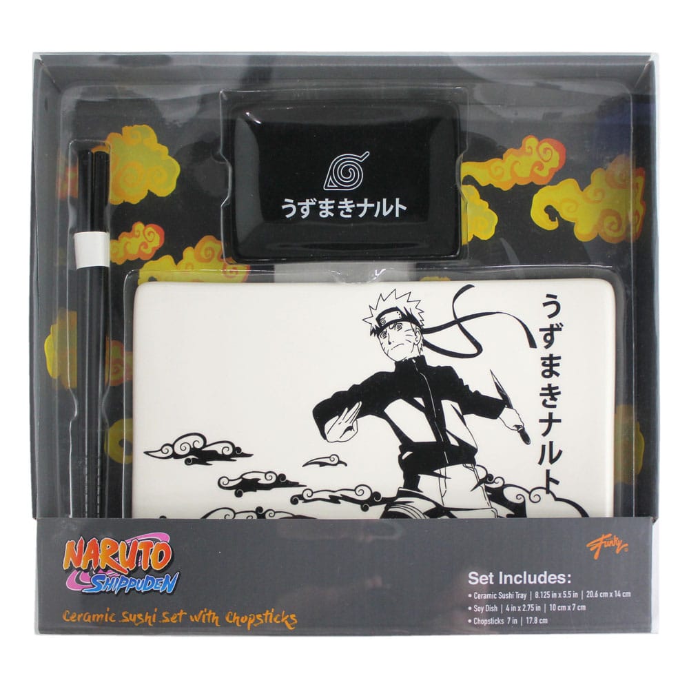 Naruto Shippuden Platos y Palillos de Sushi de Cerámica Naruto