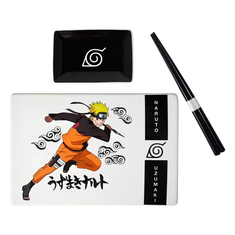 Naruto Shippuden Platos y Palillos de Sushi de Cerámica Naruto Uzumaki