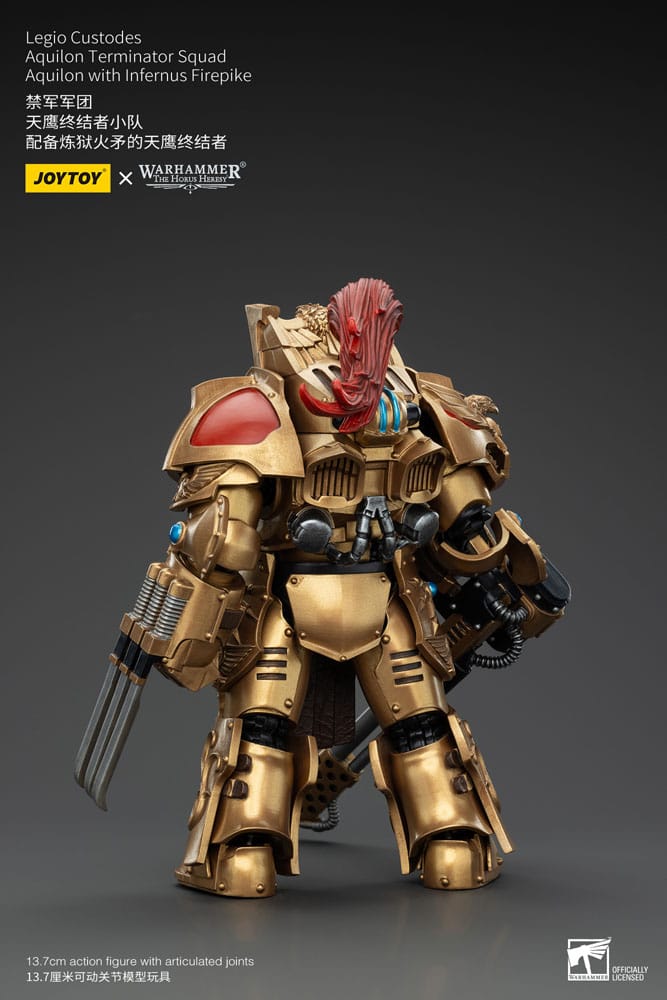 Warhammer The Horus Heresy Figura 1/18 Legio Custodes Aquilon Terminator Squad Aquilon With Infernus Firepike 14 cm