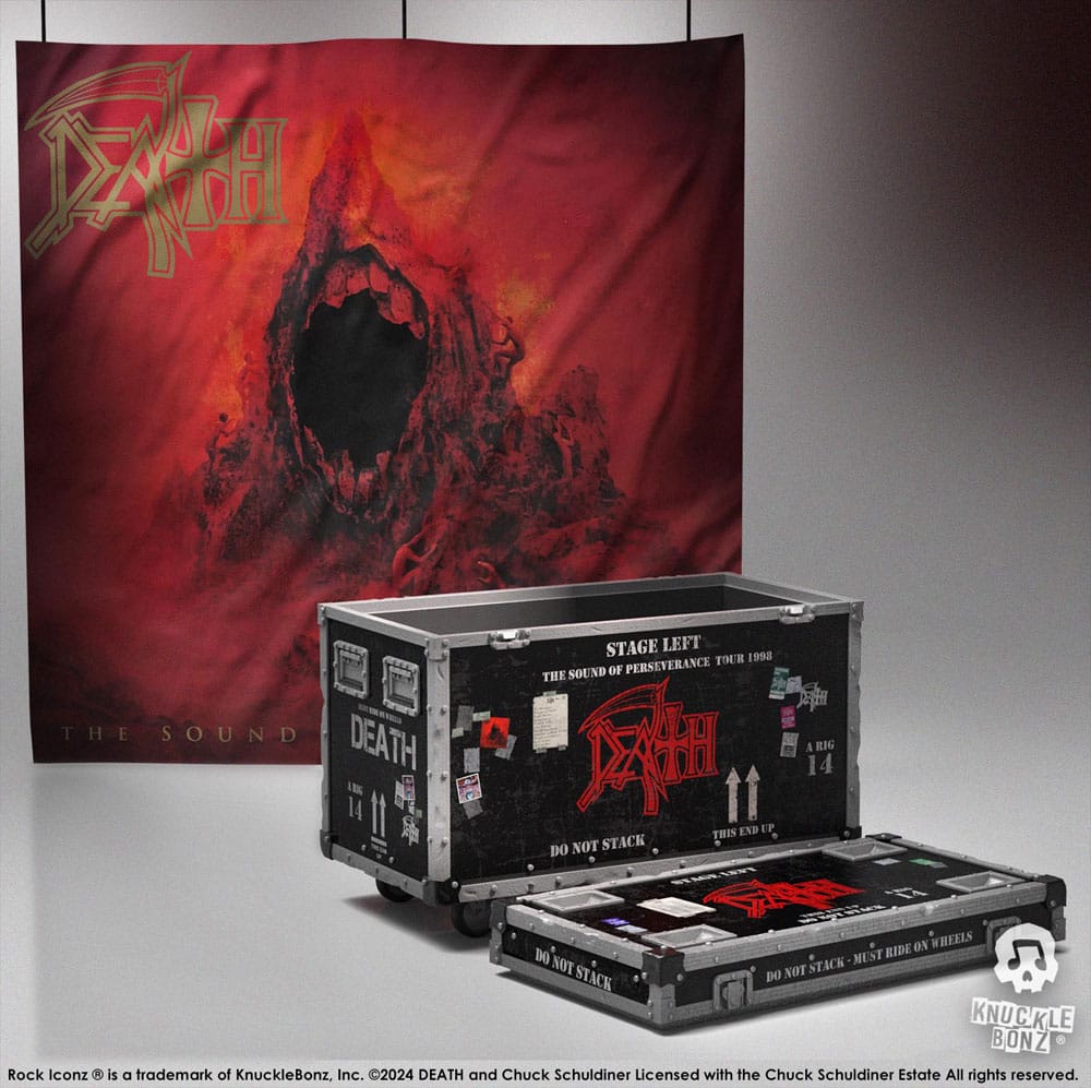 Death Estatua Rock Ikonz On Tour Road Case & Telón de Fondo del Escenario The Sound Of Perseverance Tour 1998