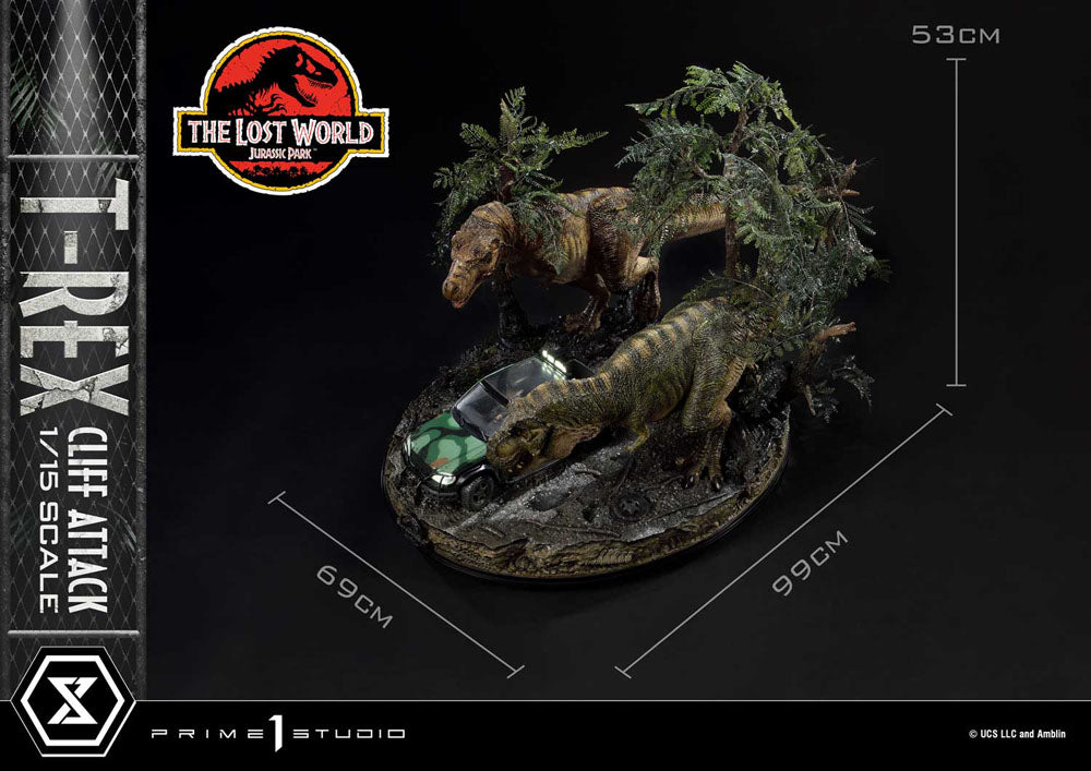 Jurassic World: The Lost World Estatua 1/15 T-Rex Cliff Attack 53 cm