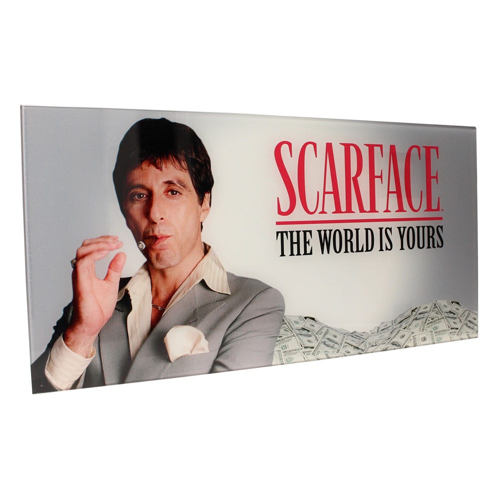 Scarface Póster de cristal The World Is Yours (Grey Background) 60 x 30 cm Frikytopia