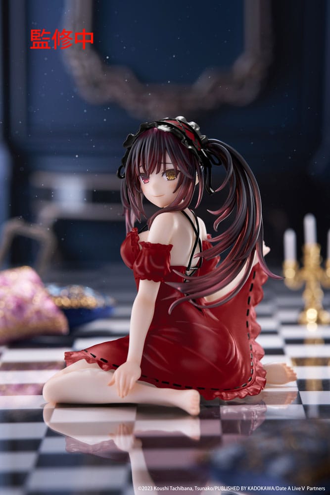 Date A Live V Estatua PVC Desktop Cute Figure Kurumi Tokisaki Nightwear Ver. Renewal 13 cm