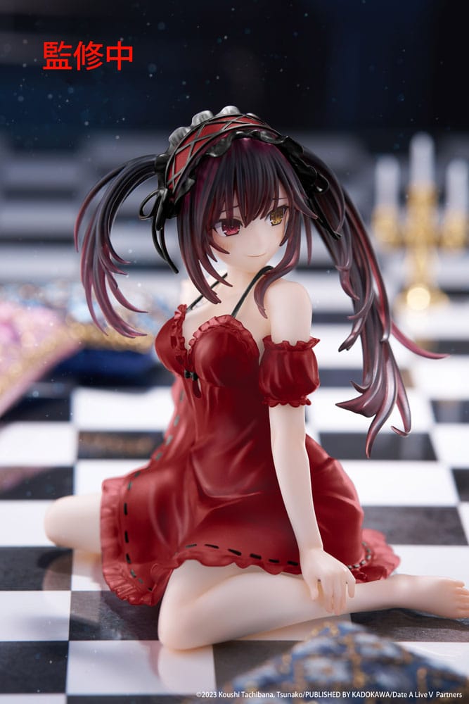 Date A Live V Estatua PVC Desktop Cute Figure Kurumi Tokisaki Nightwear Ver. Renewal 13 cm
