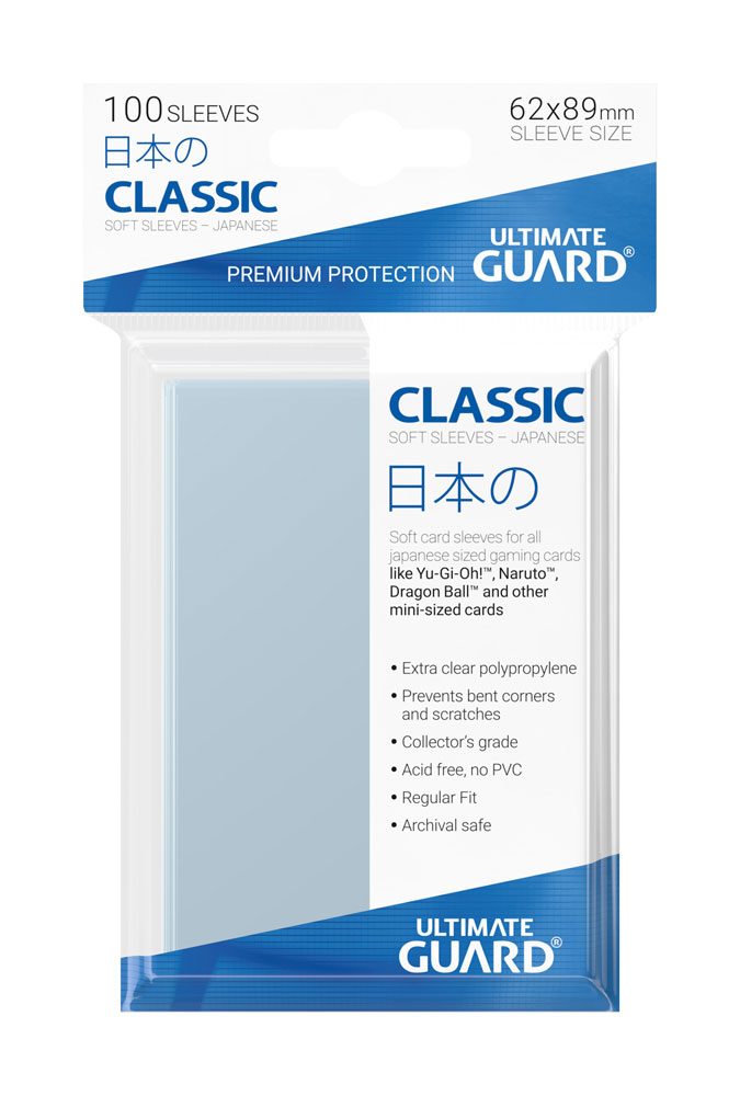 Ultimate Guard Classic Soft Sleeves Fundas de Cartas Tamaño Japonés Transparente (100) Frikytopia