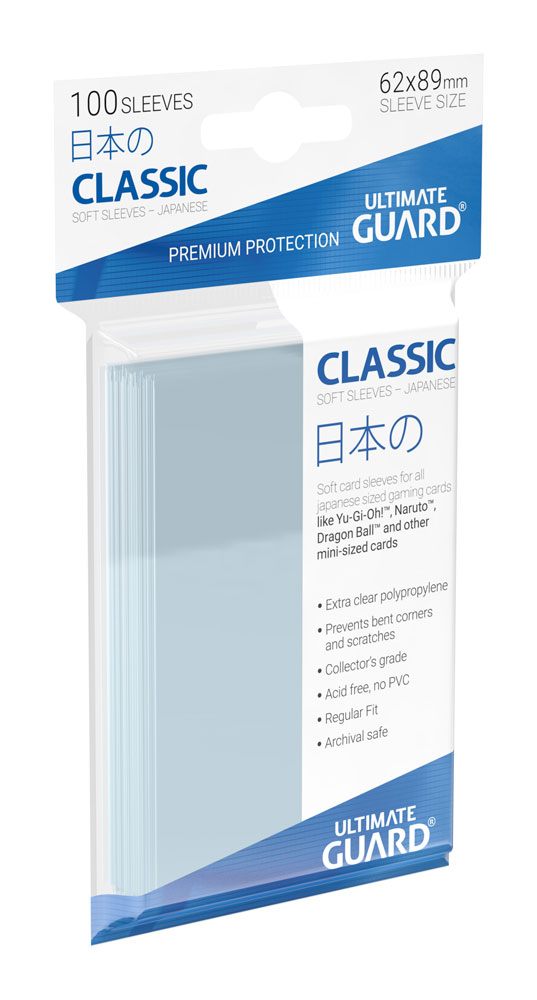 Ultimate Guard Classic Soft Sleeves Fundas de Cartas Tamaño Japonés Transparente (100)