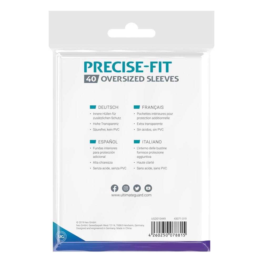 Ultimate Guard Precise-Fit Sleeves Fundas de Cartas Tamaño Oversized Transparente (40)