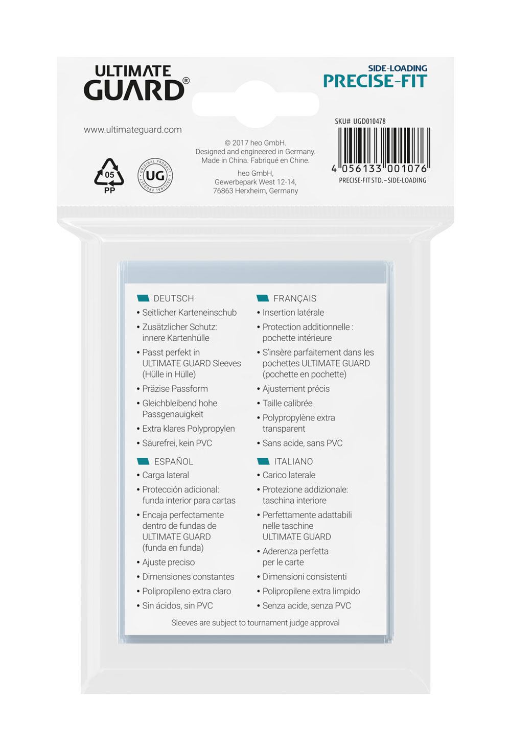 Ultimate Guard Precise-Fit Sleeves Side-Loading Fundas Tamaño Estándar Transparente (100)