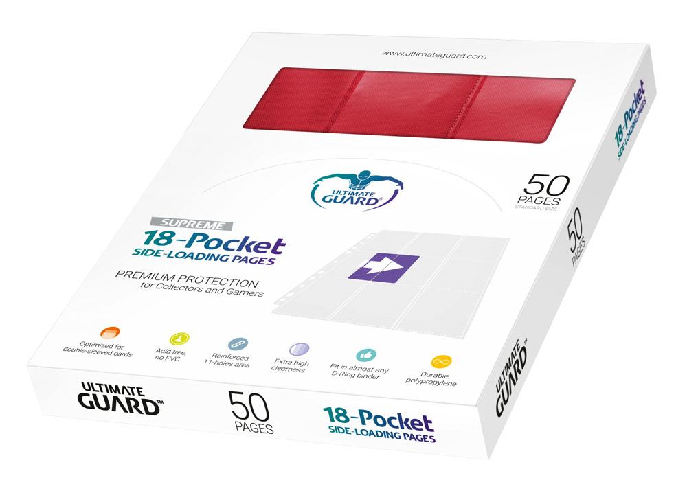 Ultimate Guard 18-Pocket Pages Side-Loading Rojo (50)