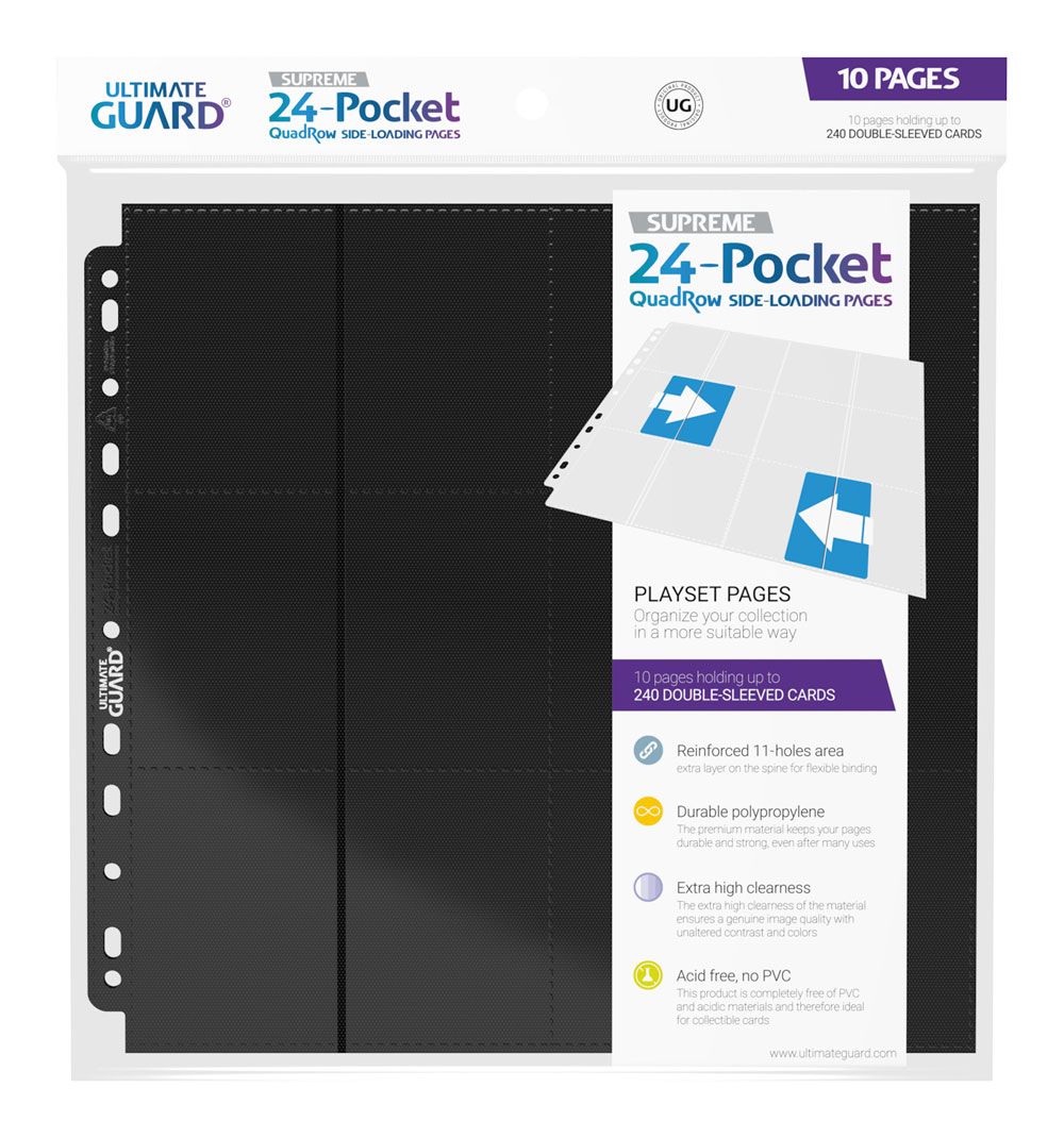 Ultimate Guard 24-Pocket QuadRow Pages Side-Loading Negro (10) Frikytopia