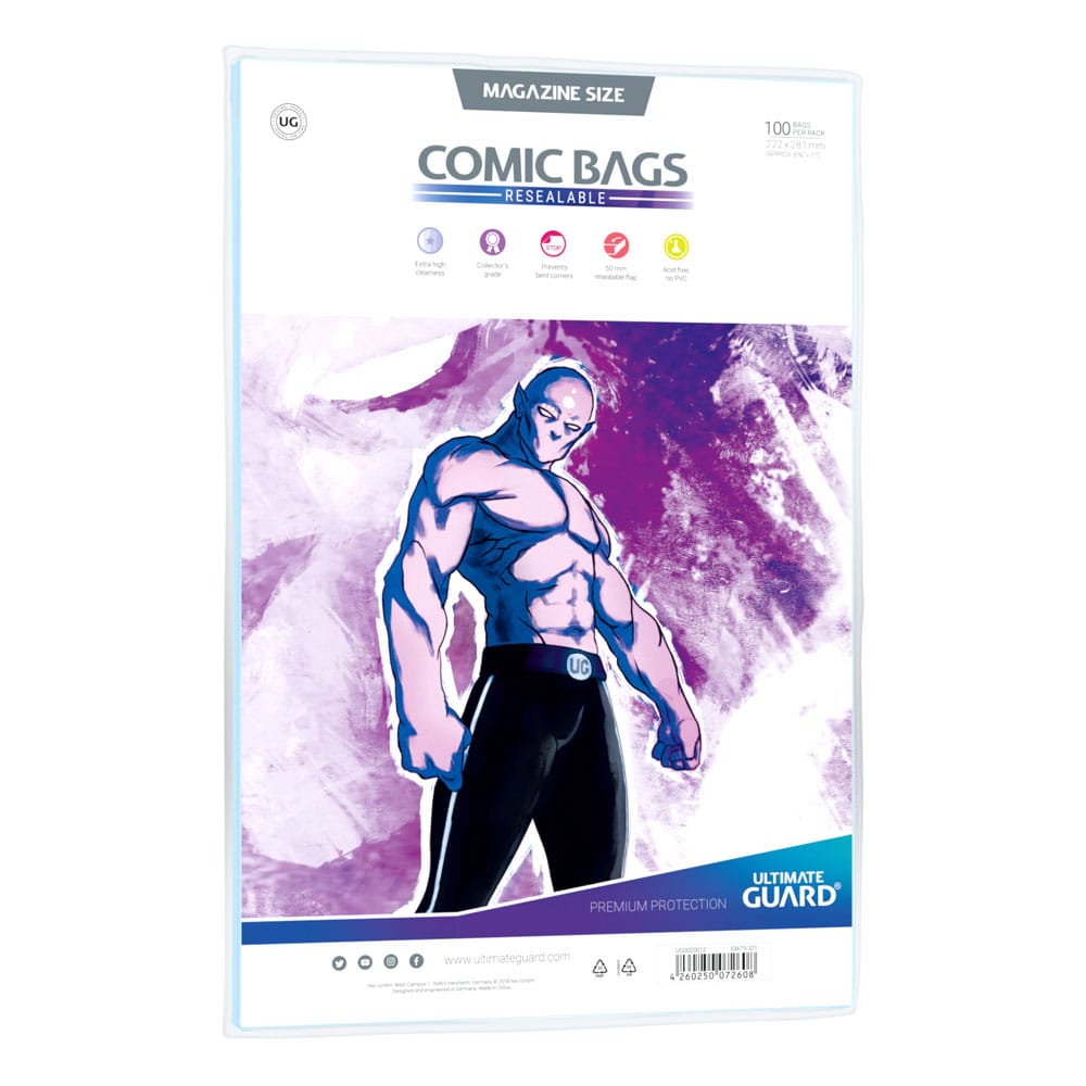 Ultimate Guard Comic Bags Bolsas con cierre reutilizable de Comics Magazine Size (100) Frikytopia