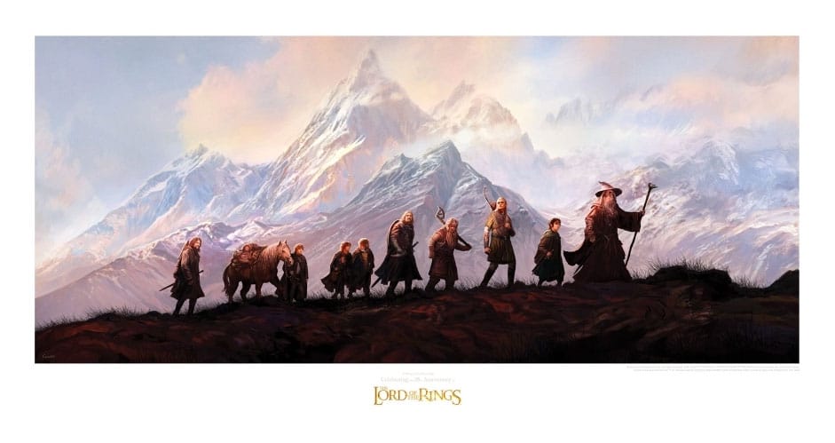 El Señor de los Anillos Litografia The Fellowship of the Ring: 20th Anniversary 59 x 30 cm Frikytopia