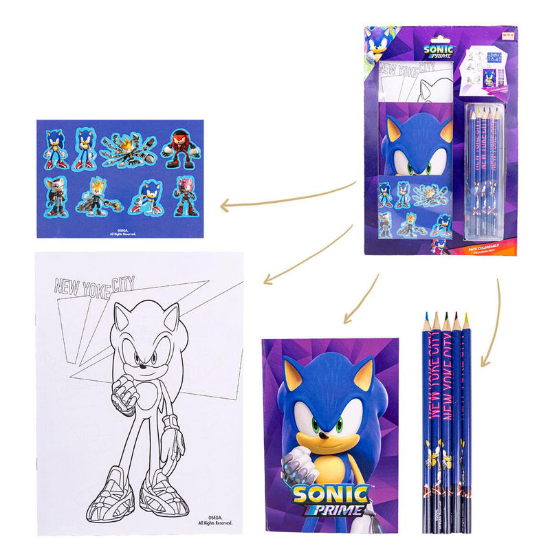 Set papeleria coloreable Sonic Prime Frikytopia
