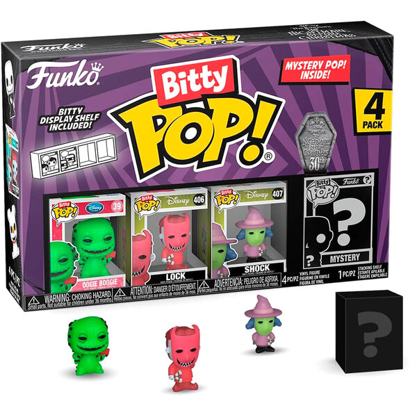 Blister 4 figuras Bitty POP Disney Pesadilla Antes de Navidad Oogie Bo